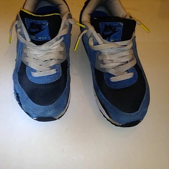 Nike Air Max 90 Black Alantic Blue Dm0029-001 Sneakers Sz 6.5